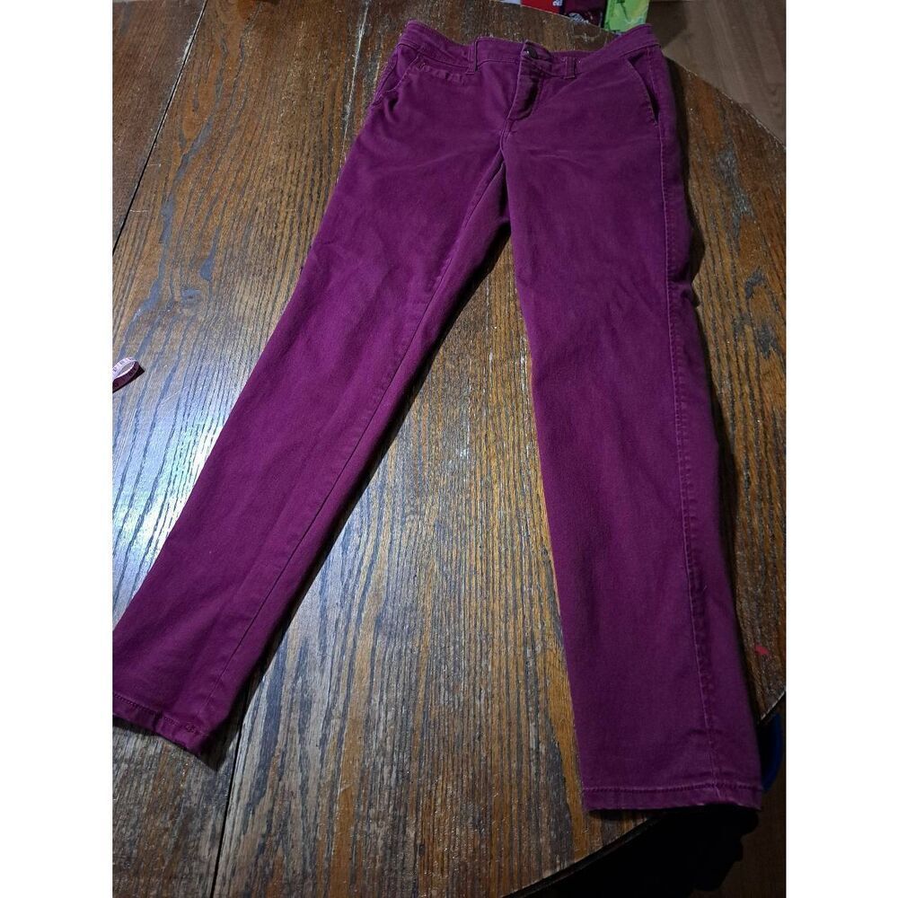 Size 2 Market & Spruce Low Rise Burgandy Skinny Pants with Pockets Belt Loops